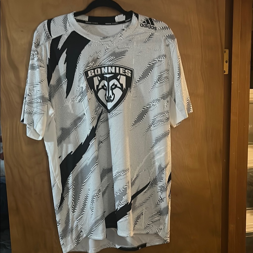 Adidas White and Black St Bonaventure Dri Fit Shirt